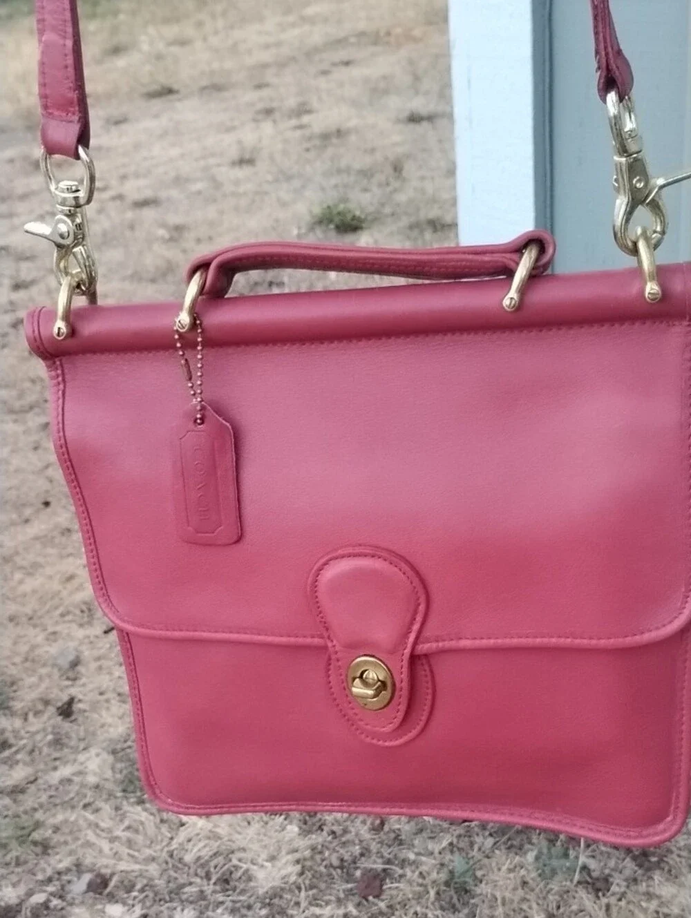 Coach Red Leather Satchel with Gold-Tone Hardware